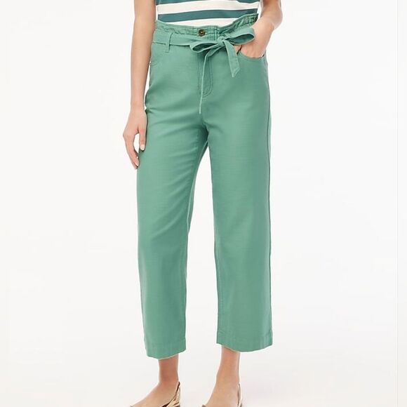 NWT J.Crew Factory Cropped Twill Paper-bag Pant - Picture 2 of 5